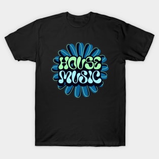 HOUSE MUSIC  - Y2K Flower (Blue/green) T-Shirt